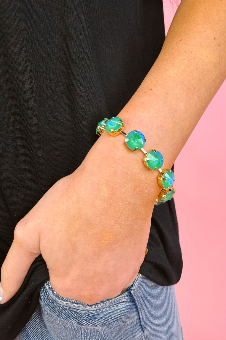 Blue Lagoon Round Crystal Bracelet - Jess Lea Boutique
