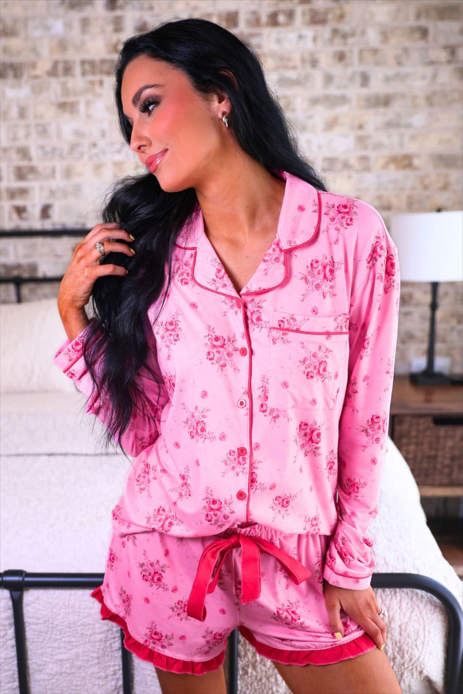 Blushing Blooms Ruffle Pajama Set - Jess Lea Boutique