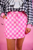 PREORDER- Bubblegum Checkered Skort - Jess Lea Boutique