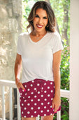 Burgundy Polka Dot Skort - Jess Lea Boutique