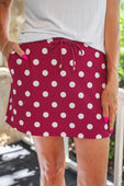 Burgundy Polka Dot Skort - Jess Lea Boutique