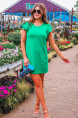 Caitlin Flutter Sleeve Dress, Green - Jess Lea Boutique