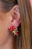 Candy Cane Bow Earrings - Jess Lea Boutique