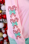 PREORDER- Candy Cane Sleeves Pullover - Jess Lea Boutique