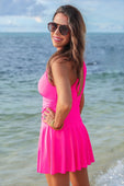 Chasing Sunshine Skirted Swimsuit- Neon Pink - Jess Lea Boutique