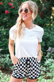 PREORDER-Checkerboard Checkered Drawstring Everyday Shorts - Jess Lea Boutique