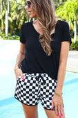 PREORDER-Checkerboard Checkered Drawstring Everyday Shorts - Jess Lea Boutique