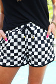 PREORDER-Checkerboard Checkered Drawstring Everyday Shorts - Jess Lea Boutique