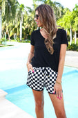 PREORDER-Checkerboard Checkered Drawstring Everyday Shorts - Jess Lea Boutique