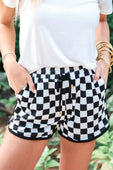 PREORDER-Checkerboard Checkered Drawstring Everyday Shorts - Jess Lea Boutique