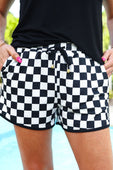 PREORDER-Checkerboard Checkered Drawstring Everyday Shorts - Jess Lea Boutique