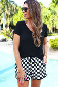 PREORDER-Checkerboard Checkered Drawstring Everyday Shorts - Jess Lea Boutique