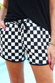 PREORDER-Checkerboard Checkered Drawstring Everyday Shorts - Jess Lea Boutique