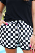 PREORDER-Checkerboard Checkered Drawstring Everyday Shorts - Jess Lea Boutique