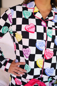 Checkered Conversation Hearts Ruffle Pajama Set - Jess Lea Boutique