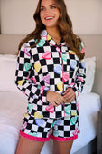 Checkered Conversation Hearts Ruffle Pajama Set - Jess Lea Boutique