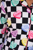 Checkered Conversation Hearts Ruffle Pajama Set - Jess Lea Boutique