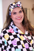 Checkered Conversation Hearts Spa Headband - Jess Lea Boutique