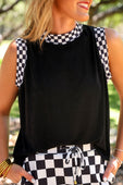 Checkmate Ribbed Tank- Black - Jess Lea Boutique