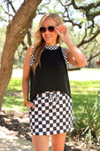 Checkmate Ribbed Tank- Black - Jess Lea Boutique
