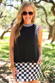 Checkmate Ribbed Tank- Black - Jess Lea Boutique