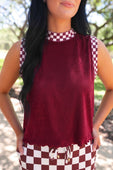 Checkmate Ribbed Tank- Maroon - Jess Lea Boutique