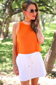 Checkmate Ribbed Tank- Orange - Jess Lea Boutique