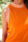 Checkmate Ribbed Tank- Orange - Jess Lea Boutique