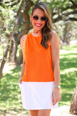 Checkmate Ribbed Tank- Orange - Jess Lea Boutique