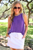Checkmate Ribbed Tank- Purple - Jess Lea Boutique