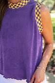 Checkmate Ribbed Tank- Purple - Jess Lea Boutique