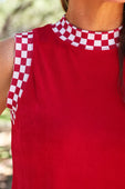 Checkmate Ribbed Tank- Red - Jess Lea Boutique