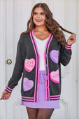 Chenille Patch Candy Hearts Relaxed Cardigan - Jess Lea Boutique