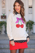 Cherry Bow Luxe Pullover - Jess Lea Boutique