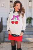 Cherry Bow Luxe Pullover - Jess Lea Boutique