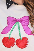 Cherry Bow Luxe Pullover - Jess Lea Boutique