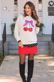 Cherry Bow Luxe Pullover - Jess Lea Boutique