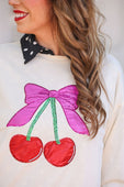 Cherry Bow Luxe Pullover - Jess Lea Boutique