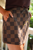 Chocolate Checkered Skort - Jess Lea Boutique