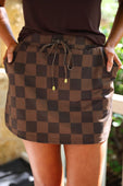 Chocolate Checkered Skort - Jess Lea Boutique