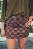 Chocolate Checkered Skort - Jess Lea Boutique