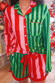 Christmas Stripes Ruffle Pajama Set - Jess Lea Boutique