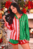 Christmas Stripes Ruffle Pajama Set - Jess Lea Boutique