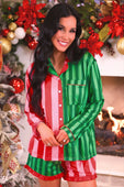 Christmas Stripes Ruffle Pajama Set - Jess Lea Boutique