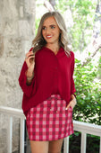 Cranberry Gingham Skort - Jess Lea Boutique