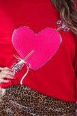 Cross My Heart Chenille Patch Pullover - Jess Lea Boutique