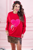 Cross My Heart Chenille Patch Pullover - Jess Lea Boutique