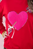 Cross My Heart Chenille Patch Pullover - Jess Lea Boutique
