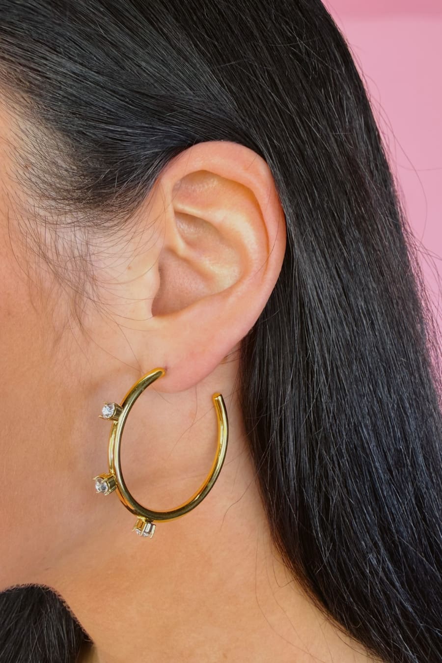 Crystal Detail Hoop Earrings - Jess Lea Boutique