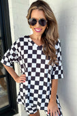 Daily Basis Biker Set, Black/White Checkered - Jess Lea Boutique